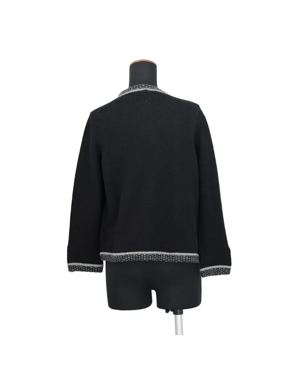 Chanel Cardigan CC Logo Cashmere 40 Black